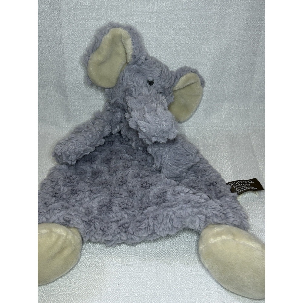 Demdaco Elephant‎ Lovey Rattle Plush Gray Baby Security Blanket Soft Flat 12''
